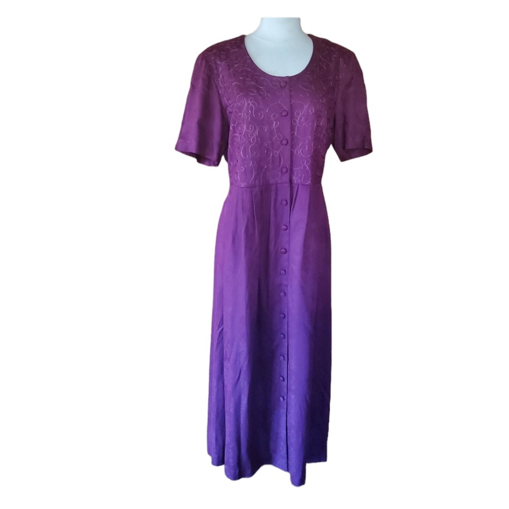 NWT 1980s Karin Stevens Wine Colored Career Dress
